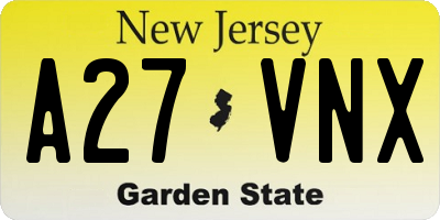 NJ license plate A27VNX