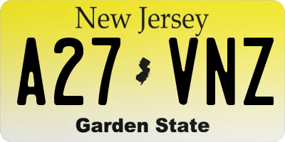 NJ license plate A27VNZ