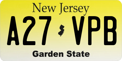 NJ license plate A27VPB