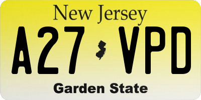 NJ license plate A27VPD