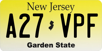 NJ license plate A27VPF