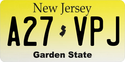 NJ license plate A27VPJ