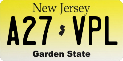 NJ license plate A27VPL