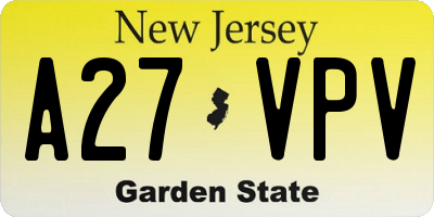 NJ license plate A27VPV