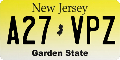 NJ license plate A27VPZ