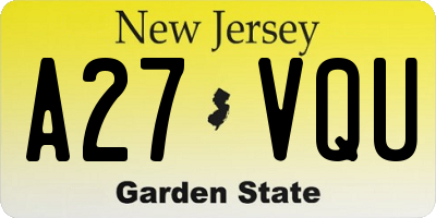 NJ license plate A27VQU