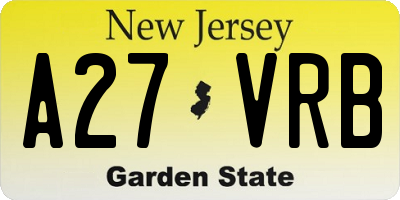 NJ license plate A27VRB