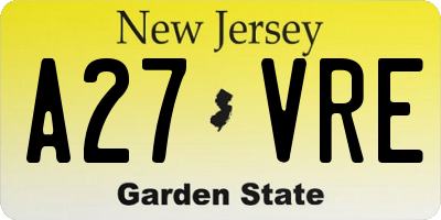 NJ license plate A27VRE