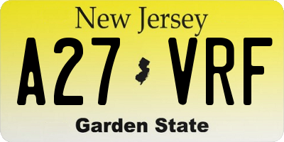 NJ license plate A27VRF