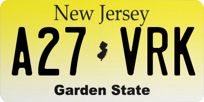 NJ license plate A27VRK