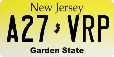 NJ license plate A27VRP