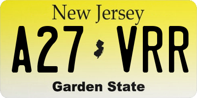 NJ license plate A27VRR