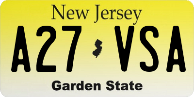 NJ license plate A27VSA