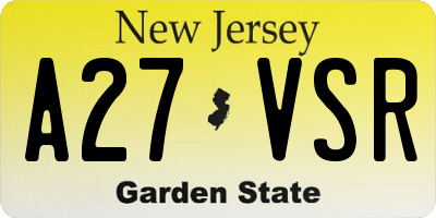 NJ license plate A27VSR