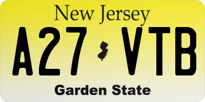 NJ license plate A27VTB