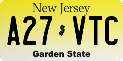NJ license plate A27VTC