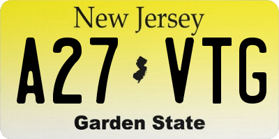NJ license plate A27VTG