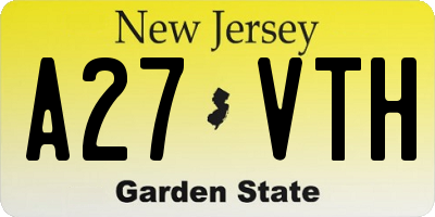 NJ license plate A27VTH