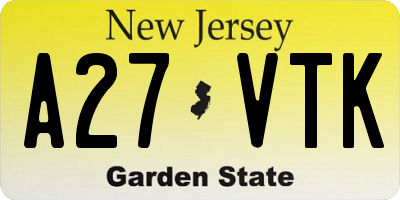 NJ license plate A27VTK