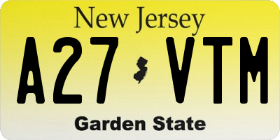 NJ license plate A27VTM