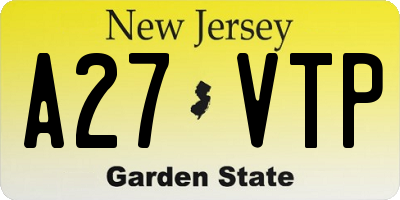 NJ license plate A27VTP