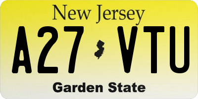 NJ license plate A27VTU
