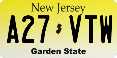 NJ license plate A27VTW