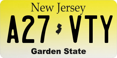 NJ license plate A27VTY