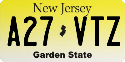 NJ license plate A27VTZ