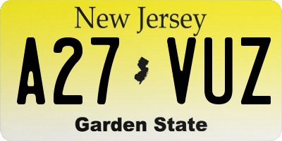 NJ license plate A27VUZ