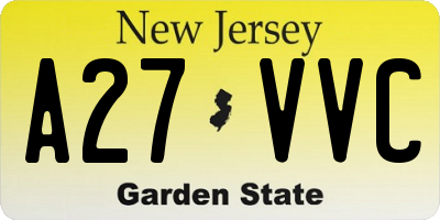 NJ license plate A27VVC