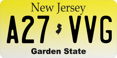 NJ license plate A27VVG