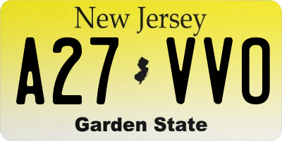 NJ license plate A27VVO
