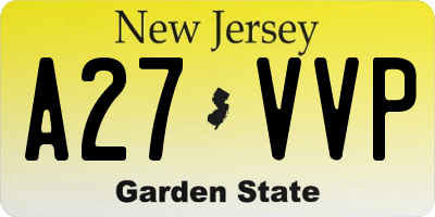 NJ license plate A27VVP