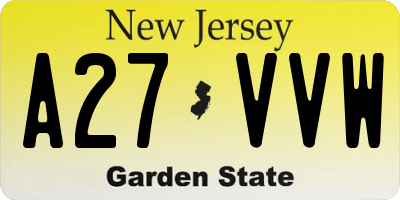 NJ license plate A27VVW
