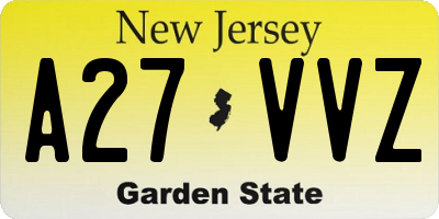NJ license plate A27VVZ