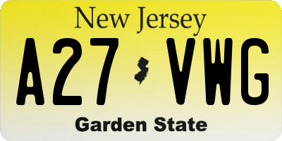NJ license plate A27VWG