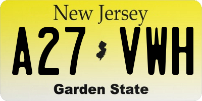 NJ license plate A27VWH