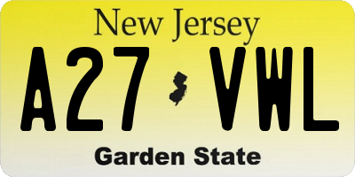 NJ license plate A27VWL