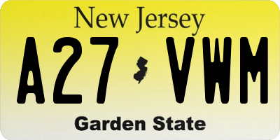 NJ license plate A27VWM