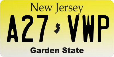 NJ license plate A27VWP