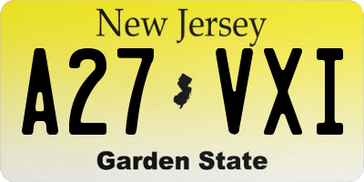 NJ license plate A27VXI