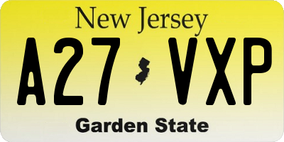 NJ license plate A27VXP