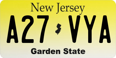 NJ license plate A27VYA