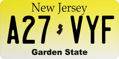 NJ license plate A27VYF