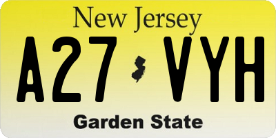 NJ license plate A27VYH