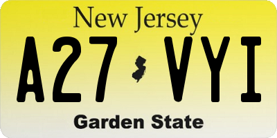 NJ license plate A27VYI