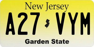 NJ license plate A27VYM