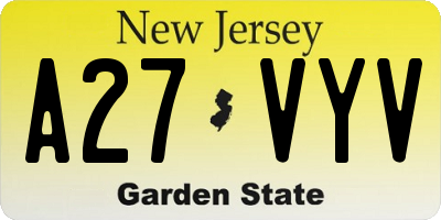 NJ license plate A27VYV