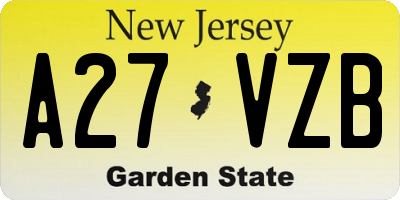 NJ license plate A27VZB